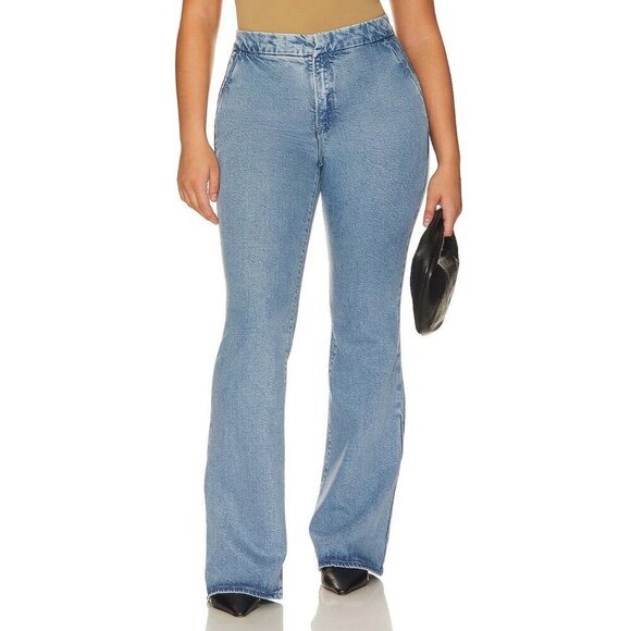 Good American Good Flare Stretch Trouser Jeans Indigo551 Womens Size 18 - Picture 1 of 8